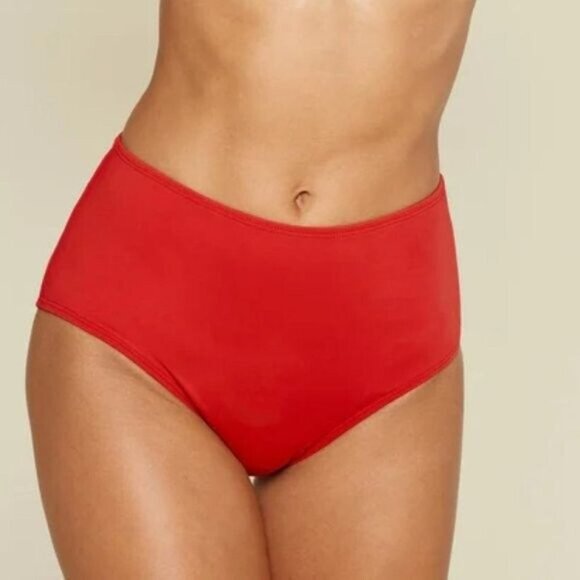 Andie Swim The Girl Short Bikini Bottom High Waist Stretch Cherry Red XXXL - Picture 1 of 6